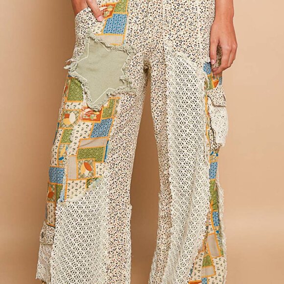 POL Pants - NWOT POL pants in printed twill with patchwork detail.